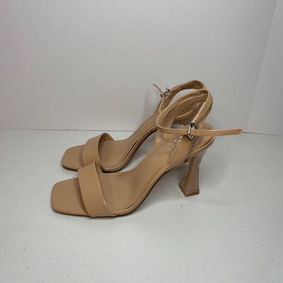 Vince Camuto Penelopy Patent Leather Slingback Tan Platform High Heel Open Toe - Picture 4 of 9